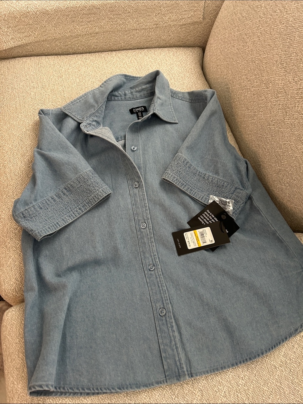 Jones New York Light Blue Denim Button-Front Shirt
